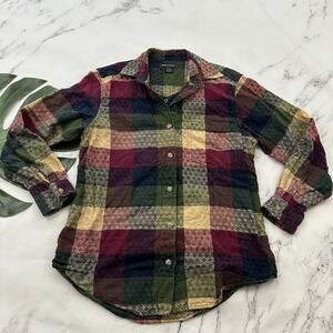 Angelique Womens Vintage 90s Plaid Top Size S Blue Purple Plaid Layered